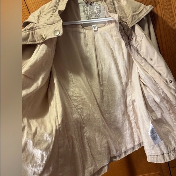 Ever New Beige Utility Jacket Hooded Belted Safari Jacket Size 12 - Picture 6 of 10